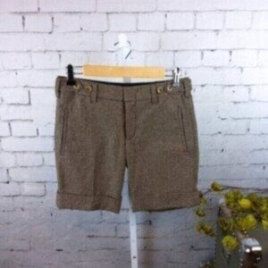 Vince Flat Front Houndstooth Trouser Shorts Brown Size 0